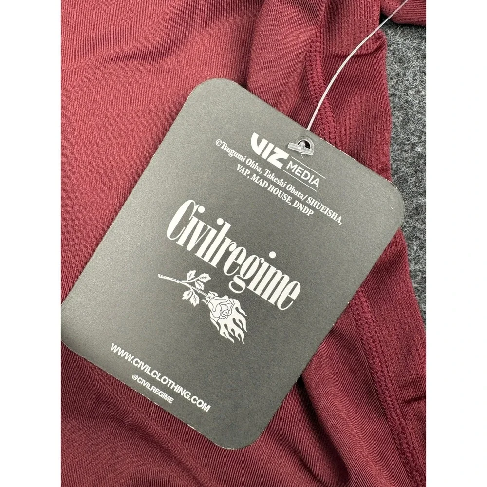 Civil Regime x Death Note Rash Guard Mens Medium Maroon Long Sleeve Anime Shirt